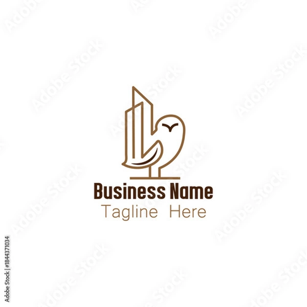 Obraz Minimalist Owl and Skyscraper Business Logo