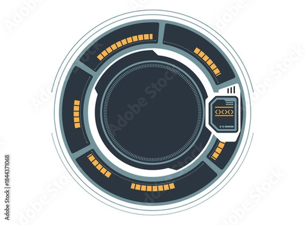 Obraz Futuristic dark HUD circle progress bars technical interface elements High tech digital background