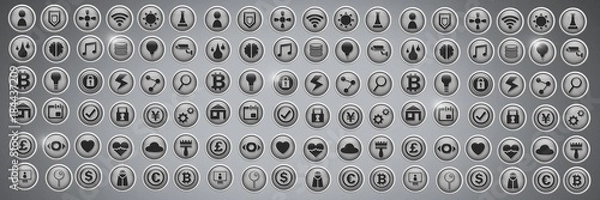 Fototapeta Various app icons in city