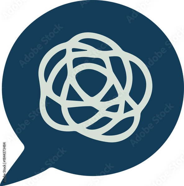 Obraz Blue confused thoughts speech bubble icon.
Vector speech bubble icon with tangled lines.