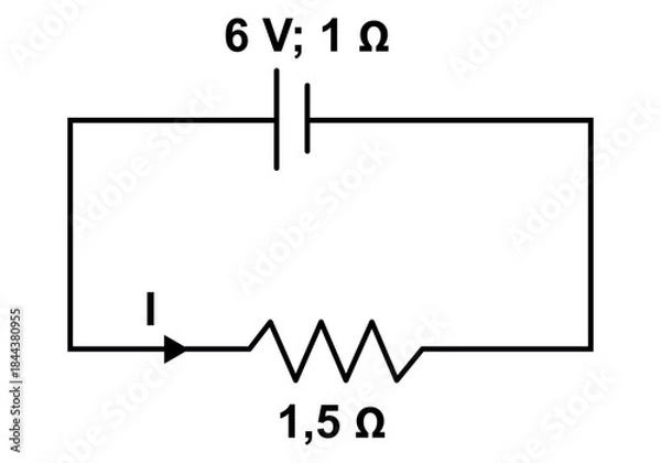 Fototapeta Compact Electrical Circuit With Battery, Resistor, and Current Arrow in Simple Loop Diagram