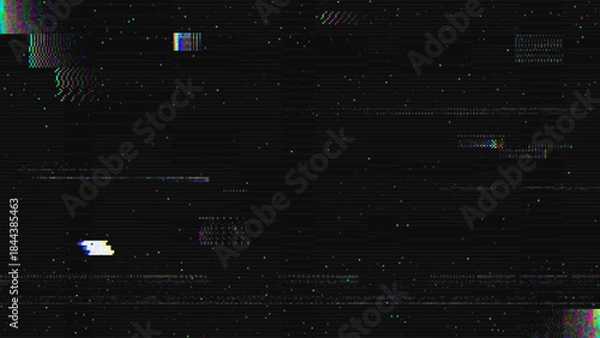 Obraz Retro VHS Glitch Screen Effect. Abstract Technology Background