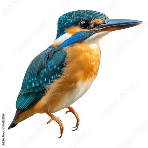 Fototapeta Kingfisher Bird Profile Side View on transparent background