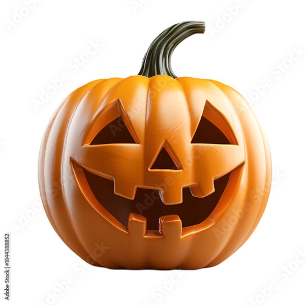 Fototapeta Carved pumpkin with a spooky face on transparent background