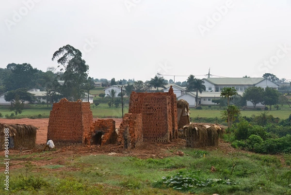 Fototapeta Kampala, Uganda. Brick production