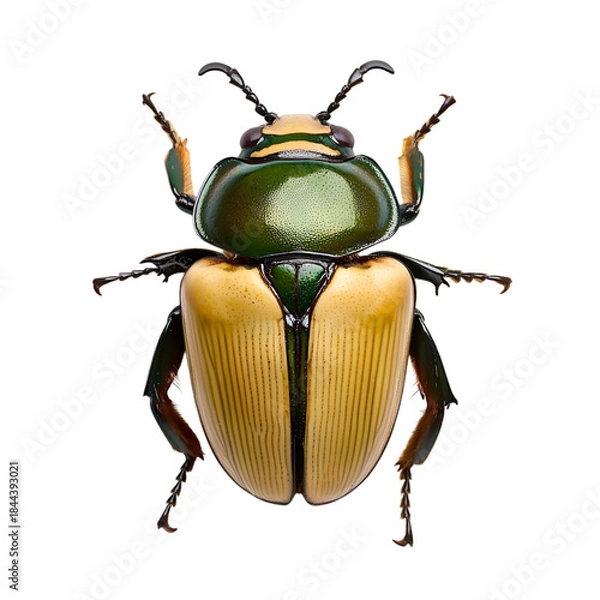 Fototapeta Large yellow and green beetle insect on transparent background
