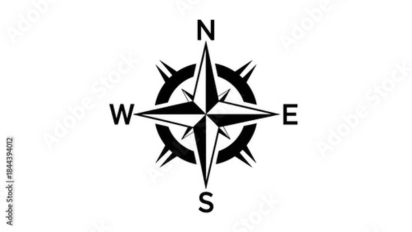 Obraz Black Compass Rose Navigation Symbol.