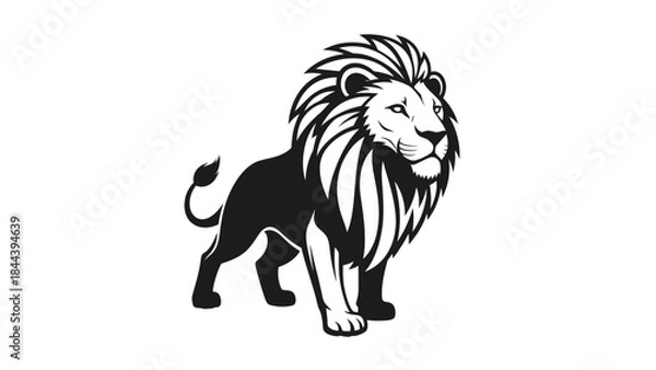 Obraz Black and White Lion Illustration.