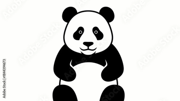 Obraz Simple Black and White Panda Illustration.