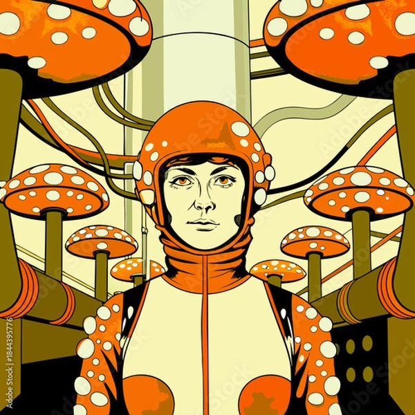 Fototapeta seamless background with mushrooms