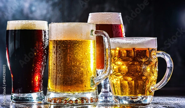 Obraz  Glasses with different sorts of beer
