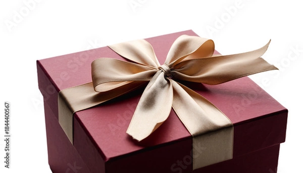 Fototapeta Luxury gift box isolated on white background, deep red or blush pink color. PNG file