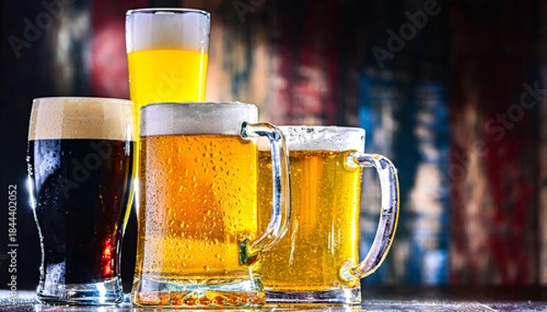 Obraz Glasses with different sorts of beer