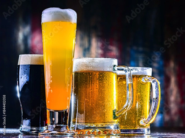 Obraz Glasses with different sorts of beer