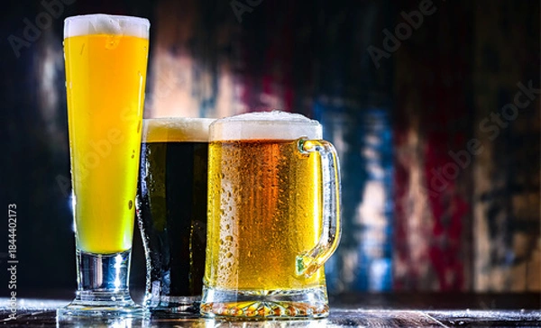 Obraz Glasses with different sorts of beer