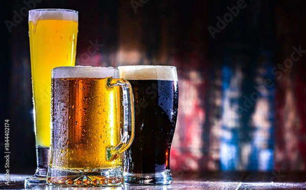 Obraz Glasses with different sorts of beer