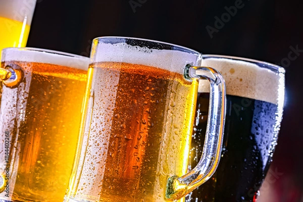Obraz Glasses with different sorts of beer