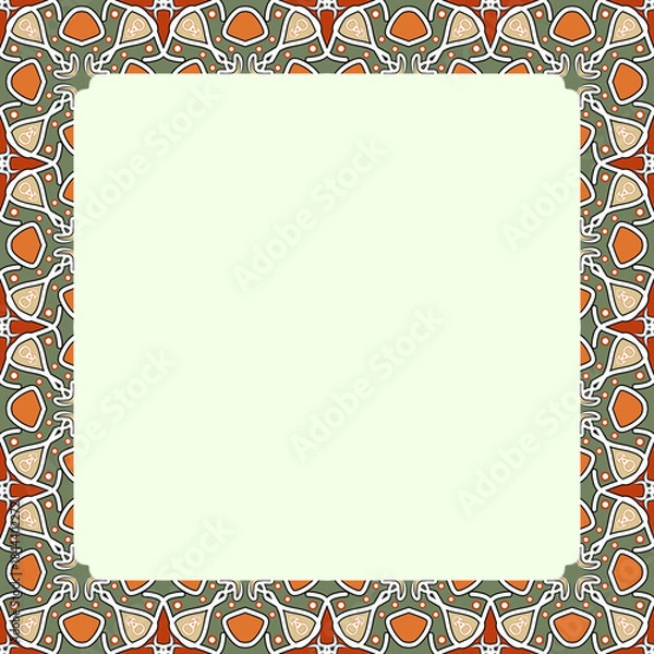 Obraz Ornate Square Frame with Colorful Abstract Pattern Border