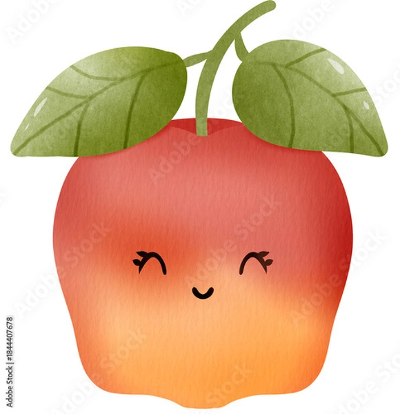 Fototapeta Red apple with leaf