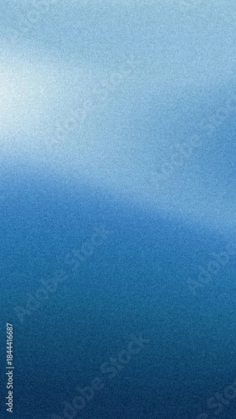 Fototapeta Vertical grainy background with gradient deep blue ocean color. Blurry and noise texture background, design for banner or social media.