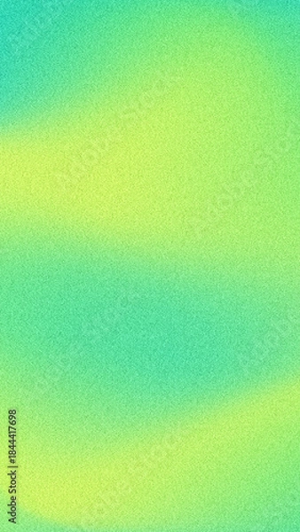 Fototapeta Vertical blurry grainy background with gradient turquoise green and fluorescent yellow. Fresh color background with noise texture, design for banner or social media.