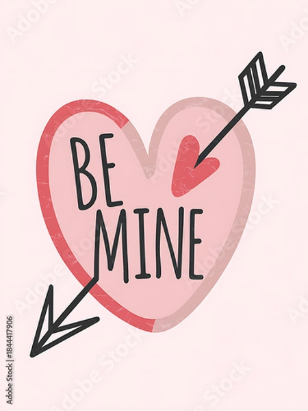 Obraz Be Mine Modern Heart Arrow Illustration