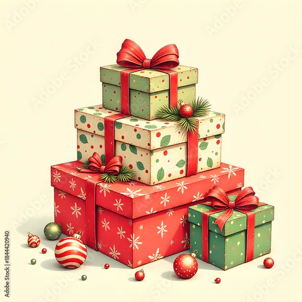 Obraz christmas gift boxes with ribbon