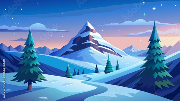 Obraz Serene winter mountain landscape