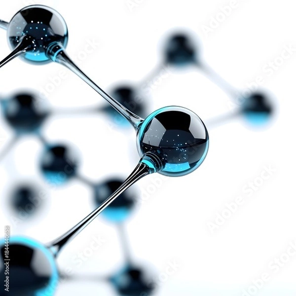 Obraz 3D Rendered Blue Molecular Network Structure