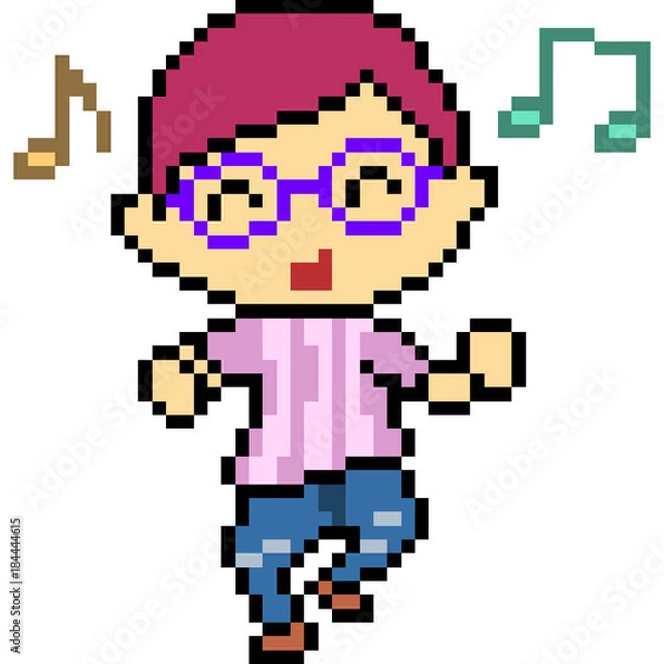 Fototapeta vector pixel art kid dance