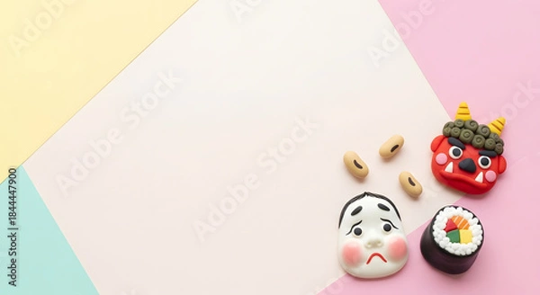 Obraz 節分の鬼と恵方巻のクレイアート背景