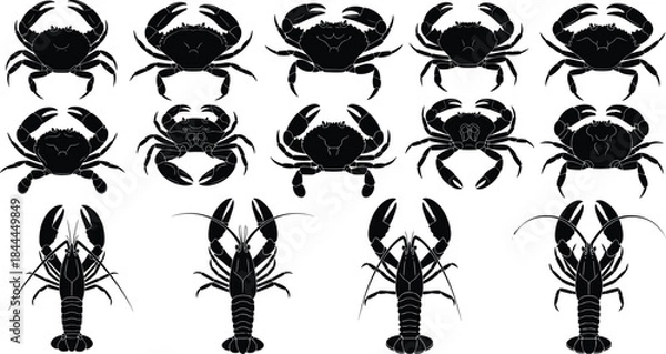 Fototapeta Vector silhouette collection of diverse rodents like mice, rabbits, and squirrels, illustrating mammals, pests, small animals, wildlife, and natural environment concepts.