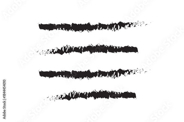 Fototapeta Black Crayon Brush Strokes Isolated on Transparent Background