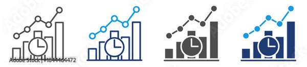 Fototapeta time analytics icon sheet with multiple style