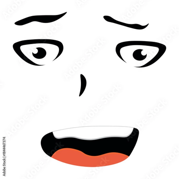 Fototapeta Abstract Facial Expression With Bold Eyes, Nose, And Mouth In Minimal Black And White