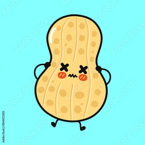 Obraz Peanut character feeling unwell and dizzy illustration