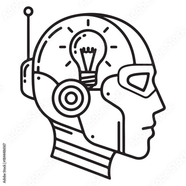 Fototapeta human head with light bulb