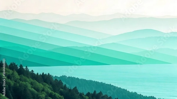 Obraz Minimal Teal and Mint Mesh Gradient with Subtle Color Harmony