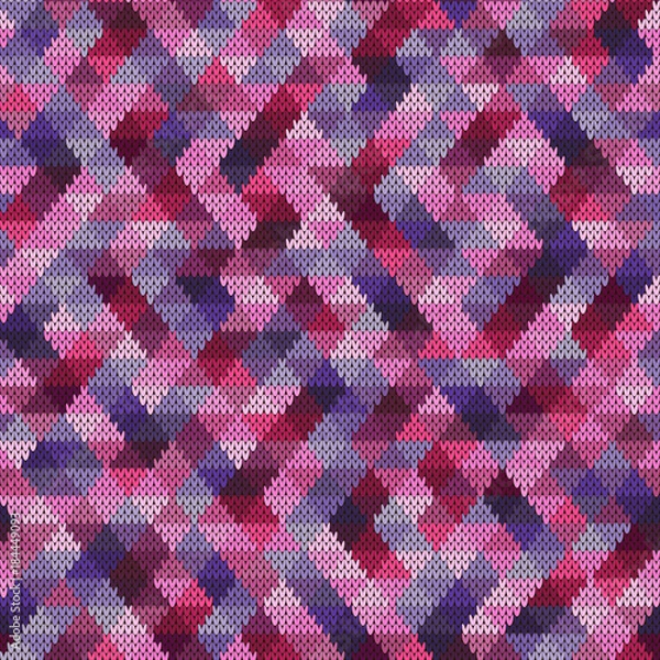 Fototapeta Seamless geometric knitted pattern from multi-colored triangles