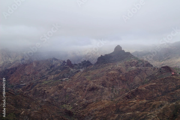 Fototapeta Gran Canaria, landscape of the central part of the island, Las Cumbres, ie The Summits, hiking route to a rock arch called Ventana del Bentayga, the Window of Bentayga