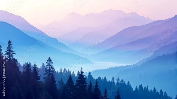 Obraz Airy Blue Lavender Gradient Mesh with Soft Blur Effect