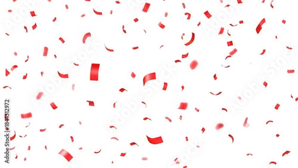 Fototapeta Red confetti falling against a dark background