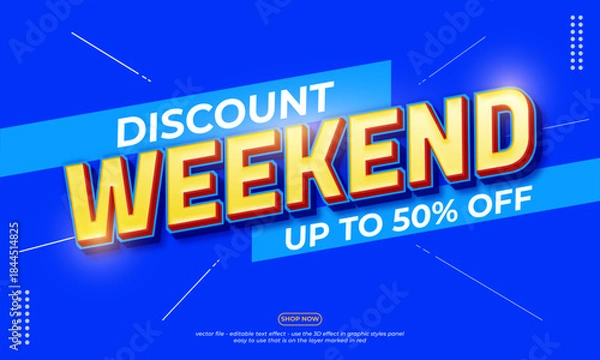 Fototapeta Weekend Special Sale Labels for Retail Special Offer Promotions. Banner design templates for marketing. Text font is editable