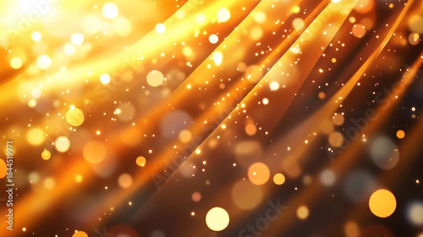 Obraz Golden celebration background with glowing bokeh and sparkles