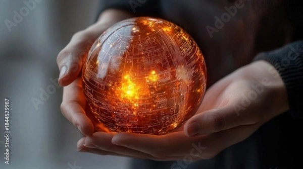 Obraz Glowing orb in hands
