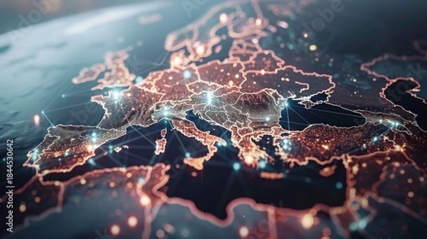 Obraz European city network map