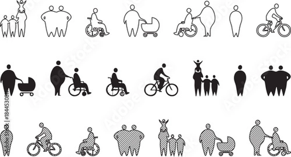 Obraz Minimalist Architectural Entourage Vector Set: Scale Figures for Plans and Sections