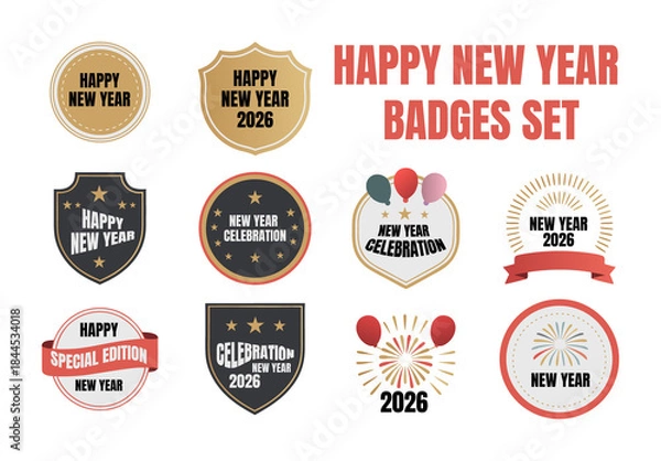 Obraz Happy New Year Badges Layout