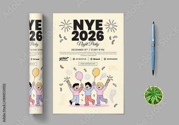 Obraz Happy New Year Flyer 2026