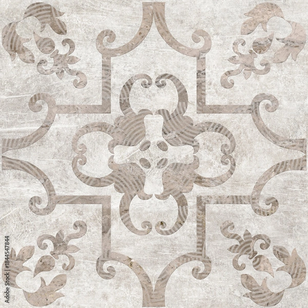 Fototapeta grey distressed stone background with seamless pattern